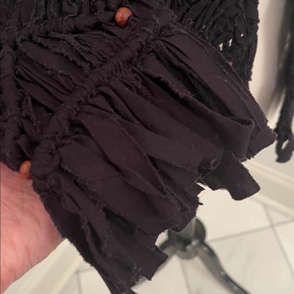 Vintage Free People Black Fringe Crochet Jacket - Picture 3 of 12
